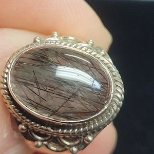 Sterling silver rutilated quartz ring